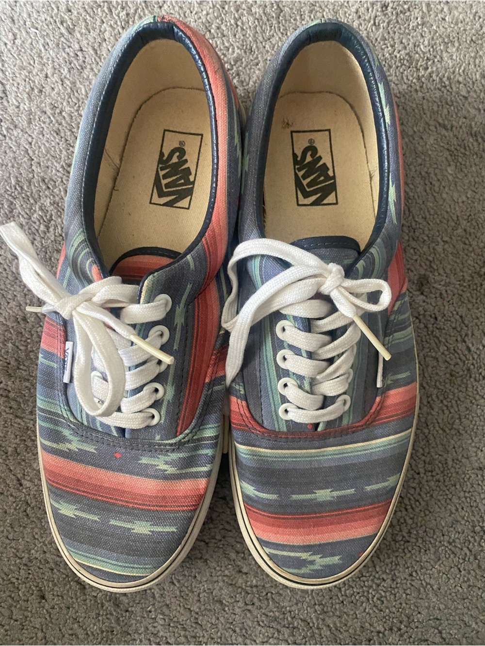 Vans Men's Low-Top Lace-Up Sneakers in Navy, Red, Green Stripe